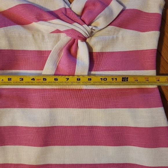 Kate Spade Silverlining Pink & White Striped & Bow Dress Size 6 - Picture 4 of 5